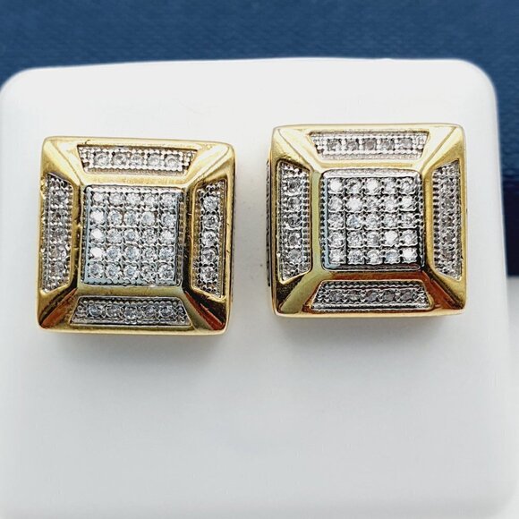 "14K Gold Plated Cubic Zircon Earrings, EVBRS700 - Picture 1 of 10
